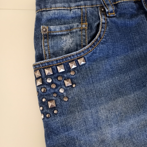 The Childrens Place Distressed Embellished Jean Skirt Girls Size 14 - Picture 5 of 15